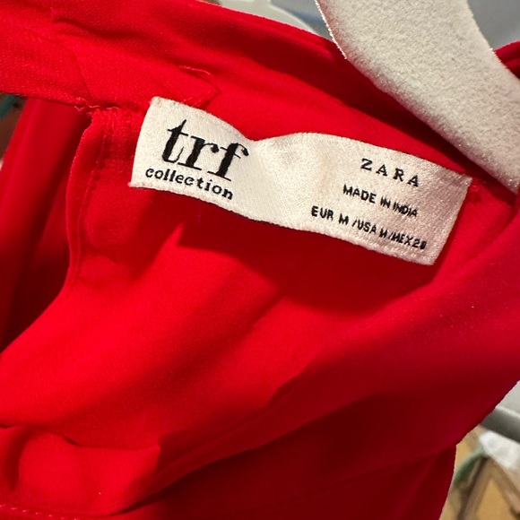 Zara Trafaluc Red Ruffle Back Tie Sleeveless Top Blouse - Picture 2 of 4